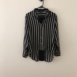 Forever 21 Black & White HiLo Stripped Blouse S